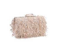 CORIOS Small Clutch Purses for Women Fluffy Evening Bag Shoulder Bag with Detachable Chain Bridal Wedding Handbag Elegant Crossbody Bag for Wedding Cocktail Prom Party Apricot