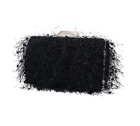 CORIOS Small Clutch Purses for Women Fluffy Evening Bag Shoulder Bag with Detachable Chain Bridal Wedding Handbag Elegant Crossbody Bag for Wedding Cocktail Prom Party Black