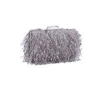CORIOS Small Clutch Purses for Women Fluffy Evening Bag Shoulder Bag with Detachable Chain Bridal Wedding Handbag Elegant Crossbody Bag for Wedding Cocktail Prom Party Light Grey
