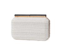 CORIOS Small Evening Bag for Women Elegant Clutch Bag Bridal Wedding Purse Handbag PU Leather Crossbody Bag with Detachable Chain Shoulder Bag for Work Travel Office Shopping Party White