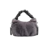 CORIOS Soft Plush Handbag for Women Cute Fluffy Shoulder Crossbody Bag Small Furry Top Handle Messenger Bag Lightweight Satchel Tote Bag for Work Shopping Travel Grey