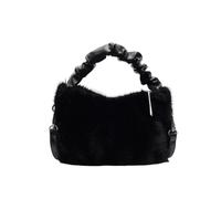 CORIOS Soft Plush Handbag for Women Cute Fluffy Shoulder Crossbody Bag Small Furry Top Handle Messenger Bag Lightweight Satchel Tote Bag for Work Shopping Travel Black