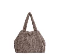 CORIOS Soft Plush Handbag for Women Large Capacity Shoulder Bag Cute Fuzzy Furry Top Handle Bag Elegant Tote Bag for Work Shopping Travel Daily Outings Coffee