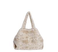 CORIOS Soft Plush Handbag for Women Large Capacity Shoulder Bag Cute Fuzzy Furry Top Handle Bag Elegant Tote Bag for Work Shopping Travel Daily Outings Beige