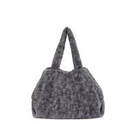 CORIOS Soft Plush Handbag for Women Large Capacity Shoulder Bag Cute Fuzzy Furry Top Handle Bag Elegant Tote Bag for Work Shopping Travel Daily Outings Grey