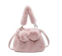 CORIOS Soft Plush Shoulder Bag for Women Fluffy Handbag Cute Fuzzy Crossbody Bag Furry Top Handle Bag Small Messenger Bag Lightweight Satchel Bag Work Shopping Travel Tote Bag Pink