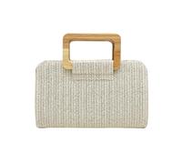 CORIOS Straw Evening Bag for Women Handwoven Clutch Bridal Wedding Purse Ladies Handbag With Detachable Chain Elegant Shoulder Crossbody Bag for Banquet Cocktail Prom Party White