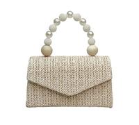 CORIOS Straw Evening Bag for Women Handwoven Clutch Bridal Wedding Purse Ladies Handbag With Detachable Chain Elegant Shoulder Crossbody Bag for Banquet Cocktail Prom Party Khaki