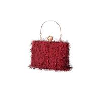 CORIOS Tassel Evening Bag for Women Rhinestone Clutch Bag Beaded Handbag Bridal Wedding Purse Shoulder Bag with Detachable Chain Elegant Crossbody Bag Dark Red