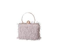 CORIOS Tassel Evening Bag for Women Rhinestone Clutch Bag Beaded Handbag Bridal Wedding Purse Shoulder Bag with Detachable Chain Elegant Crossbody Bag Grey