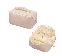 CORIOS Toiletry Bag for Women Portable Make Up Bag Waterproof Wash Bag PU Leather Cosmetic Bag Bathroom Shower Bag Multifunctional Travel Organizer for Shampoo, Cosmetics, Toiletries White