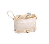 CORIOS Toiletry Bag for Women Portable Make Up Bag Waterproof Wash Bag PU Leather Cosmetic Bag Bathroom Shower Bag Multifunctional Travel Organizer for Shampoo, Cosmetics, Toiletries White B