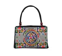 CORIOS Tote Handbag for Women Ethnic Embroidered Flower Shoulder Bag Bohemian Underarm Bag with Dual Main Pockets Canvas Top Handle Purse Daily Commute Shopping Work Travel Hobo Bag Money Flower