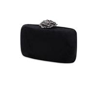 CORIOS Velvet Clutch Bag for Women Diamond Flower Lock Evening Bag Sparkly Rhinestone Handbag Bridal Wedding Purse Glitter Shoulder Bag Elegant Crossbody Bag for Wedding Banquet Party Black