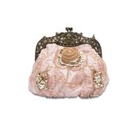 CORIOS Vintage 1920s Beaded Evening Bag Pearl Clutch Bag for Women Bridal Wedding Purse Sequin Rhinestone Handbag Exquisite Handmade Embroidery Floral Shoulder Bag Glitter Crossbody Bag Champagne
