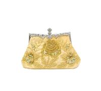 CORIOS Vintage 1920s Beaded Evening Bag Pearl Clutch Bag for Women Sequin Handbag Bridal Wedding Purse Exquisite Handmade Embroidery Floral Shoulder Bag Glitter Crossbody Bag for Prom Party Gold