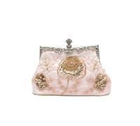 CORIOS Vintage 1920s Beaded Evening Bag Pearl Clutch Bag for Women Sequin Handbag Bridal Wedding Purse Exquisite Handmade Embroidery Floral Shoulder Bag Glitter Crossbody Bag for Prom Party Champagne