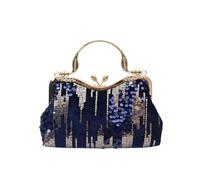 CORIOS Vintage 1920s Clutch Bag for Women Velvet Evening Bag Sparkly Sequin Handbag Elegant Crystal Shoulder Bag Bridal Wedding Purse Glitter Rhinestone Crossbody Bag for Cocktail Prom Party Dark Blue