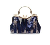 CORIOS Vintage 1920s Evening Bag for Women Velvet Clutch Bag Sparkly Sequin Handbag Bridal Wedding Purse Elegant Crystal Shoulder Bag Glitter Rhinestone Crossbody Bag for Prom Cocktail Party Dark Blue