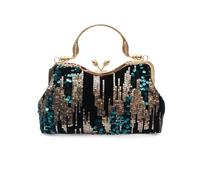 CORIOS Vintage 1920s Evening Bag for Women Velvet Clutch Bag Sparkly Sequin Handbag Bridal Wedding Purse Elegant Crystal Shoulder Bag Rhinestone Crossbody Bag for Prom Cocktail Party Dark Green