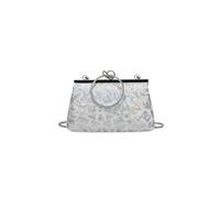 CORIOS Vintage 1920s Evening Clutch Bag for Women Sparkly Sequin Handbag Bridal Wedding Purse Glitter Rhinestone Crossbody Bag Elegant Crystal Shoulder Bag for Banquet Cocktail Prom Party White