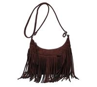 CORIOS Vintage Fringe Shoulder Bag for Women Suede Crossbody Handbag Messenger Top-Handle Bag with Tassel Hippie Western Purse Fashion Satchel Hobo Bag for Shopping Work Travel Dark Brown