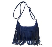 CORIOS Vintage Fringe Shoulder Bag for Women Suede Crossbody Handbag Messenger Top-Handle Bag with Tassel Hippie Western Purse Fashion Satchel Hobo Bag for Shopping Work Travel Dark Blue