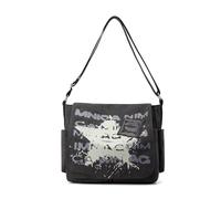 CORIOS Vintage Star Shoulder Bag for Men Canvas Tote Handbag Casual Top Handle Crossbody Bag Multifunctional Messenger Satchel Briefcase for Work Shopping Travel Daily Black