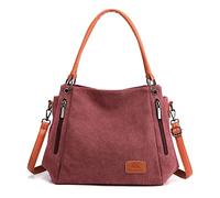 CORIOS Vintage Women Handbag Canvas Shoulder Bag Large Capacity Messenger Bag Multifunctional Top Handle Bag Casual Crossbody Bag for Travel Work Party Office Shopping Purple Coffee