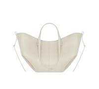 CORIOS Wing Bag Cowhide Tote Handbag Women Bucket Bag Premium Leather Shoulder Bag Elegant Top-Handle Bag with Coin Purse 2pcs Set for Work Travel Shopping Daily White L