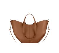 CORIOS Wing Bag Cowhide Tote Handbag Women Bucket Bag Premium Leather Shoulder Bag Elegant Top-Handle Bag with Coin Purse 2pcs Set for Work Travel Shopping Daily Brown L