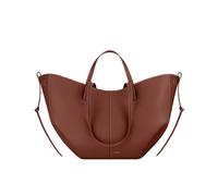 CORIOS Wing Bag Cowhide Tote Handbag Women Bucket Bag Premium Leather Shoulder Bag Elegant Top-Handle Bag with Coin Purse 2pcs Set for Work Travel Shopping Daily Cognac L