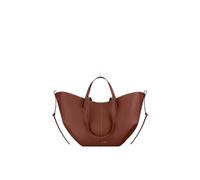 CORIOS Wing Bag Cowhide Tote Handbag Women Bucket Bag Premium Leather Shoulder Bag Elegant Top-Handle Bag with Coin Purse 2pcs Set for Work Travel Shopping Daily Cognac S