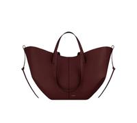 CORIOS Wing Bag Cowhide Tote Handbag Women Bucket Bag Premium Leather Shoulder Bag Elegant Top-Handle Bag with Coin Purse 2pcs Set for Work Travel Shopping Daily Black Cherry L