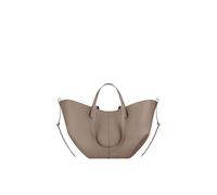 CORIOS Wing Bag Cowhide Tote Handbag Women Bucket Bag Premium Leather Shoulder Bag Elegant Top-Handle Bag with Coin Purse 2pcs Set for Work Travel Shopping Daily Grey S