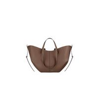 CORIOS Wing Bag Cowhide Tote Handbag Women Bucket Bag Premium Leather Shoulder Bag Elegant Top-Handle Bag with Coin Purse 2pcs Set for Work Travel Shopping Daily Chestnut S