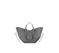 CORIOS Wing Bag Cowhide Tote Handbag Women Bucket Bag Premium Leather Shoulder Bag Elegant Top-Handle Bag with Coin Purse 2pcs Set for Work Travel Shopping Daily Silver Grey S