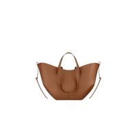CORIOS Wing Bag Cowhide Tote Handbag Women Bucket Bag Premium Leather Shoulder Bag Elegant Top-Handle Bag with Coin Purse 2pcs Set for Work Travel Shopping Daily Brown S