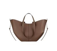 CORIOS Wing Bag Cowhide Tote Handbag Women Bucket Bag Premium Leather Shoulder Bag Elegant Top-Handle Bag with Coin Purse 2pcs Set for Work Travel Shopping Daily Chestnut L
