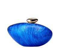 CORIOS Women Acrylic Shell Shaped Evening Bag Luxury Marble Clutch Purse Glitter Handbag Detachable Chain Elegant Shoulder Crossbody Bag for Wedding Cocktail Party Prom Blue