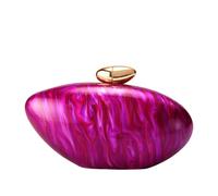 CORIOS Women Acrylic Shell Shaped Evening Bag Luxury Marble Clutch Purse Glitter Handbag Detachable Chain Elegant Shoulder Crossbody Bag for Wedding Cocktail Party Prom Rose Red
