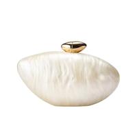CORIOS Women Acrylic Shell Shaped Evening Bag Luxury Marble Clutch Purse Glitter Handbag Detachable Chain Elegant Shoulder Crossbody Bag for Wedding Cocktail Party Prom Milky White