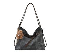 CORIOS Women Backpack PU Leather Tote Handbag Shoulder Bag with Cute Bear Charm Large Capacity Top Handle Daypacks Versatile 3-Way Carry for Daily Business Work Travel Office Blue