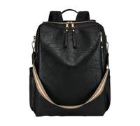 CORIOS Women Backpack Purse PU Leather Daypacks Multi-Pocket Tote Handbag Shoulder Bag Multi-Purpose Convertible Purse School Bag Bookbag Retro Rucksack for Work Travel and Daily Use Black