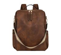 CORIOS Women Backpack Purse PU Leather Daypacks Multi-Pocket Tote Handbag Shoulder Bag Multi-Purpose Convertible Purse School Bag Bookbag Retro Rucksack for Work Travel and Daily Use Two-Tone Brown