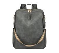 CORIOS Women Backpack Purse PU Leather Daypacks Multi-Pocket Tote Handbag Shoulder Bag Multi-Purpose Convertible Purse School Bag Bookbag Retro Rucksack for Work Travel and Daily Use Grey