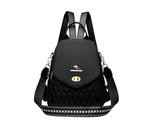 CORIOS Women Backpack Quilted Oxford Fabric Daypacks Fashion Tote Handbag Shoulder Bag Multi-Purpose Convertible Purse Casual School Bag Rucksack for Work Business Travel Daily Black
