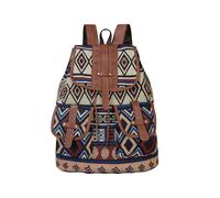CORIOS Women Boho Backpack Drawstring Daypacks Polyester Rucksack Shoulder Handbag with Ethnic Geometric Print Multipurpose Convertible Purse Teenager School Bag for Outdoor Travel Multicoloured D
