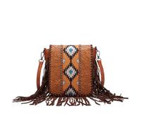 CORIOS Women Boho Shoulder Crossbody Bag Cotton Linen Tote Handbag Messenger Satchel Bag with Ethnic Geometric Print Fringe Hobo Purse Summer Beach Bag Bohemian Top Handle Bag with Tassels Yellow