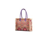 CORIOS Women Canvas Handbag Ethnic Style Tote Bag Retro Shoulder Bag with Tassels Summer Beach Bag Large Capacity Hobo Bag Bohemian Top Handle Bag for Vacation Beach Travel Daily Use Multicolour C
